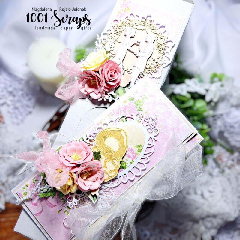 zestaw ślubny - kartka i pudełko na wino