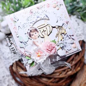 urocza i subtelna kartka na chrzest dla dziewczynki